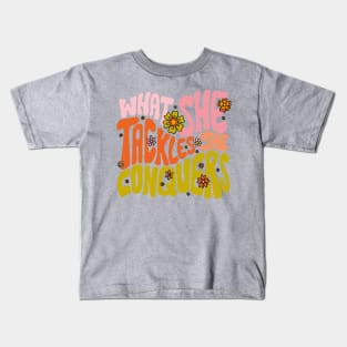 What She Tackles She Conquers Kids T-Shirt